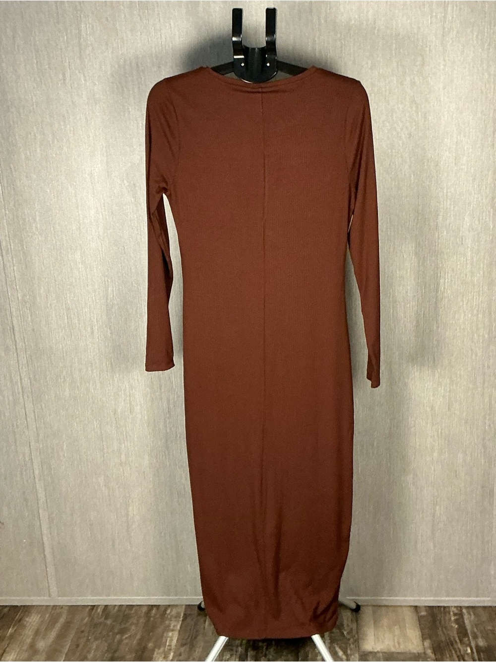 Desigual Long Sleeve Ribbed Maxi  Dress in Dark Brown - Picture 11 of 12